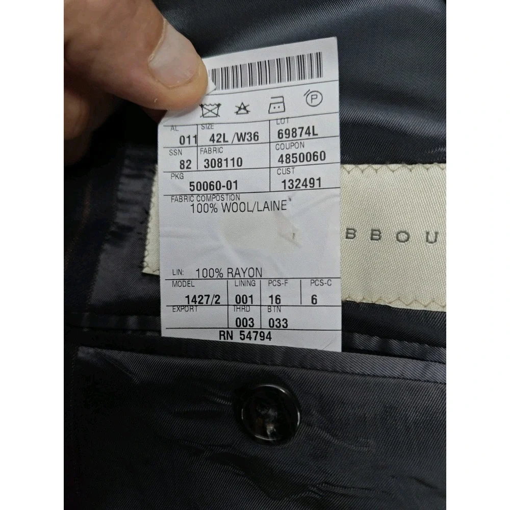 Joseph Abboud Wool Sport Coat 42L Black Brown Stripe USA 2 Button 1427/2